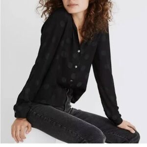 Madewell Jacquard Dot Pajama Shirt in Black Size XS NWT